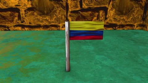 Colombia Flag Post - Dolly Shot Video stock 270923633