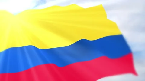 Colombia Flag Seamless Loop 4k 60fps on Sky Background Stock Footage 340623982