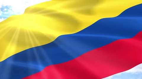 Colombia Flag Seamless Loop 4k 60fps on Sky Background Stock Footage 341557948