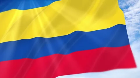 Colombia Flag Seamless Loop 4k 60fps on Sky Background Stock Footage 341671764