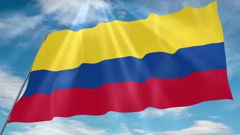 Colombia Flag Seamless Loop 4k 60fps on Sky Background Stock Footage 341755786