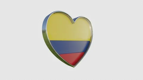 Colombia Flag in the Shape of 3D Heart. Stock Footage 136463859