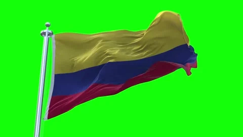 Colombia Flag Waving in Loopable and Textured green screen background Stock Footage 296876561