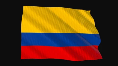 Colombia flag waving in the wind on a black background 스톡 동영상 343208713