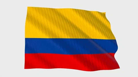 Colombia flag waving in the wind on a grey background Vidéo 343216467