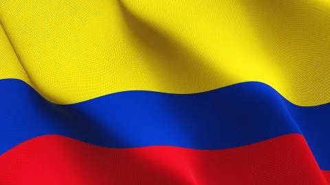 Colombia flag waving on wind. Stock Illustration