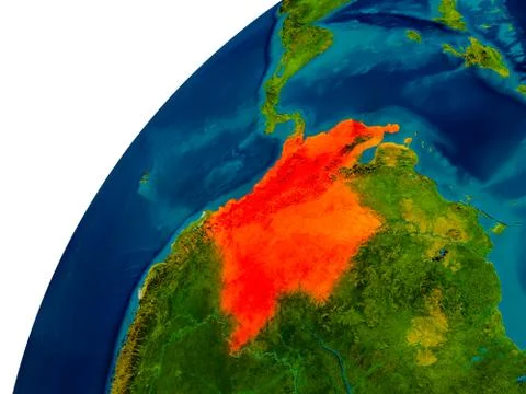 Colombia on globe Stock Illustration