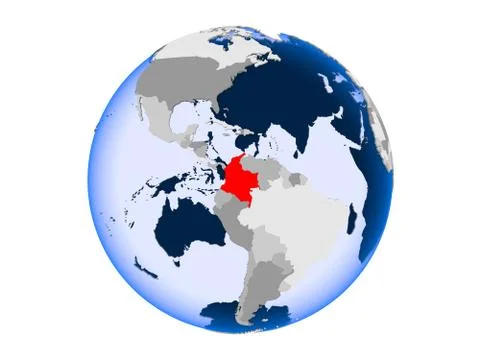 Colombia on globe isolated Stock Illustration