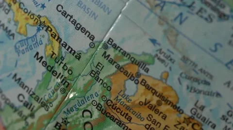 Colombia - Globe Map Element for Documentary, News and Travel Stock Footage 49001588
