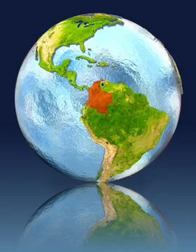 Colombia on globe with reflection Stock-Illustration