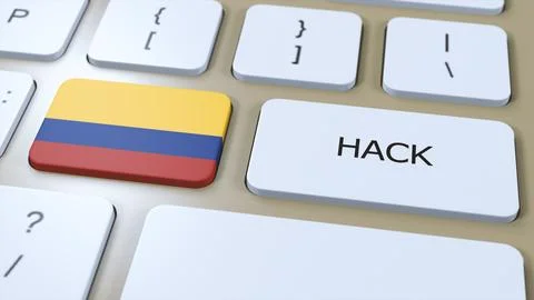 Colombia Hack of Country or Hacker Attack 3D Illustration. Country National Flag Stock Illustration