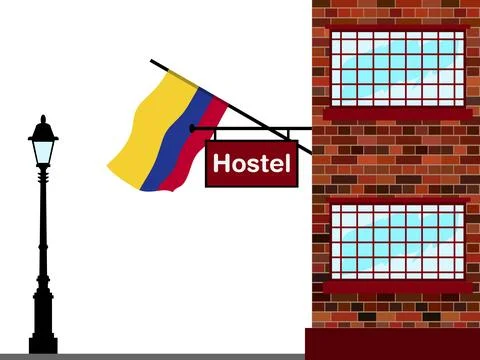 Colombia Hostels Vector Illustration Stock Illustration