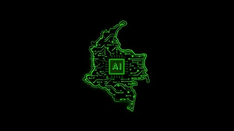 Colombia Map AI Chipset Technology Opener Stock Footage 337055143