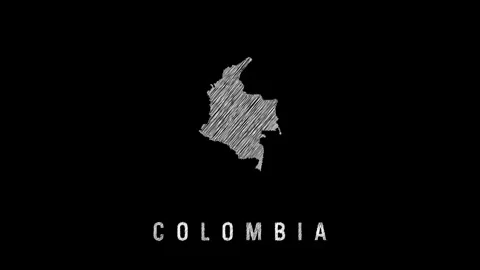 Colombia map appearing with scribble effect on black background Video stock 316250485