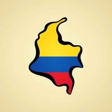 Colombia - Map colored with flag Stock Illustration
