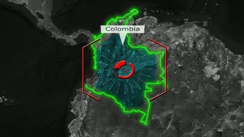 Colombia Map - Cyber Attack Stock Footage 268707323