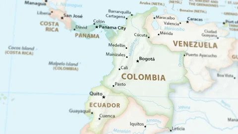 Colombia on a Map with Defocus (4K) Stock Footage 101143367