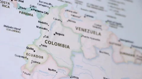 Colombia on a Map (with Defocus) Stock Footage 90627485
