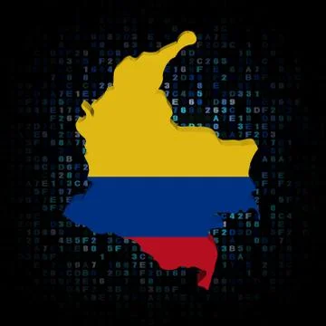 Colombia map flag on hex code illustration Stock Illustration