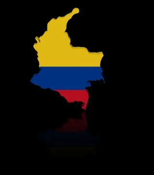Colombia map flag with reflection illustration Stock Illustration
