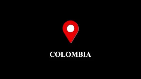 Colombia map location pin animation, travel destination marker on black bac.. Stock-Footage 332453259