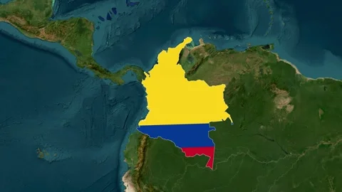 Colombia Map With National Flag Animation Zoom In Stock-Footage 323970664