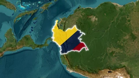 Colombia map outline filled with flag glowing brightly video animation footage 스톡 동영상 344877221