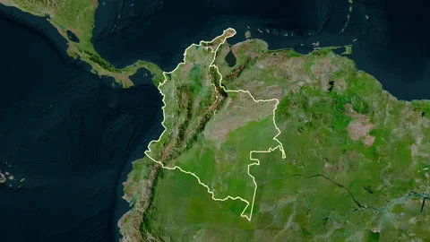 Colombia map - solid. Regions. Satellite... | Stock Video | Pond5