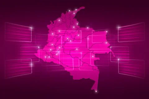 Colombia Map World map News Communication pink Stock Illustration
