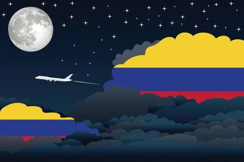 Colombia Night Clouds Airplane Vector Illustration Stock-Illustration