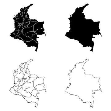 Colombia Outline and Solid Fill Map Set. 스톡 일러스트
