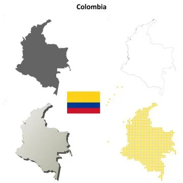 Colombia outline map set Stock Illustration