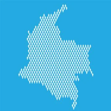 Colombia population. Statistic map made from stick figure people Illustrazione stock