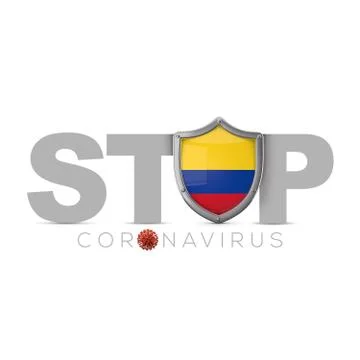 Colombia protective shield. Stop coronavius concept. 3D Render Stock Illustration