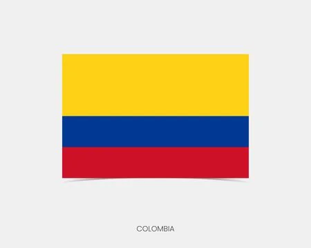 Colombia Rectangle flag icon with shadow. Stock Illustration