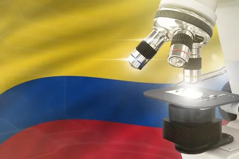 Colombia  science concept - microscope on flag 스톡 일러스트