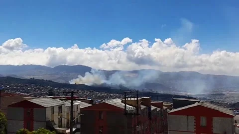 Colombia: Smoke Rises From Forest Fire In Entre Nubes Park Near Bogota Stock Footage 280575009