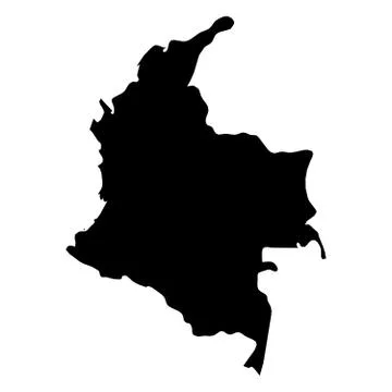 Colombia - solid black silhouette map of country area. Simple flat vector Stock Illustration
