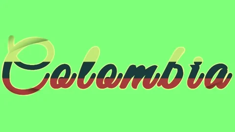 Colombia text animation featuring dynamic script typography with vibrant Video stock 346122072