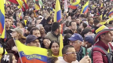 Colombia: Thousands protest in Colombia as anger builds over US intervent... Stock Footage 325990983
