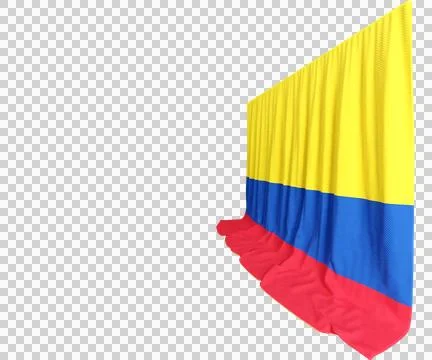 Colombian Flag Curtain in 3D Rendering Reflejando el Espritu Colombiano Stock Illustration