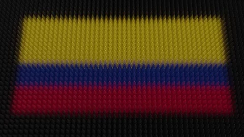 Colombian Flag Light Shining on Scrolling Bullets Stock Footage 288117987