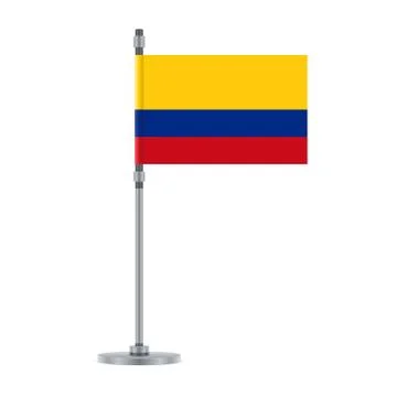 Colombian flag on the metallic pole, vector illustration Stock Illustration