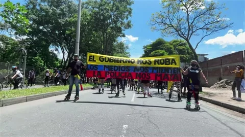 Colombian Flag Protest 库存影片 154471155
