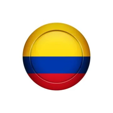 Colombian flag on the round button, vector illustration Stock Illustration