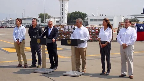 Colombian Pres. Ivan Duque is Grateful to Chile for Helping Venezuela (Spanish) Stock Footage 104046563