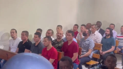 Colombian suspects in Moïse case appear in Port-au-Prince court, Puerto Príncipe Video stock 299471083