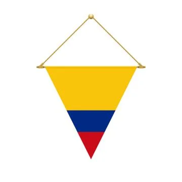 Colombian triangle flag hanging, vector illustration Stock Illustration