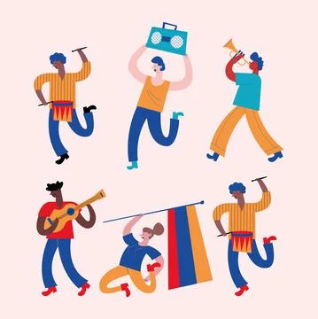 Colombians protesters group Stock Illustration