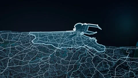 Colombo Sri Lanka Glowing Digital Map Animation 4K Video stock 337974633